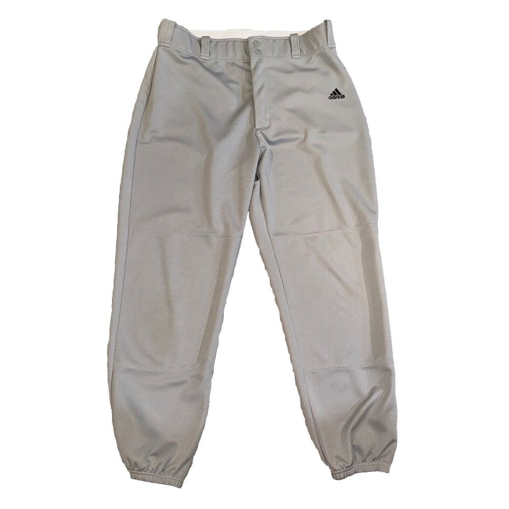Adidas Baseball Pants Mens Large Grey Climalite Reinforced Knee Athletic